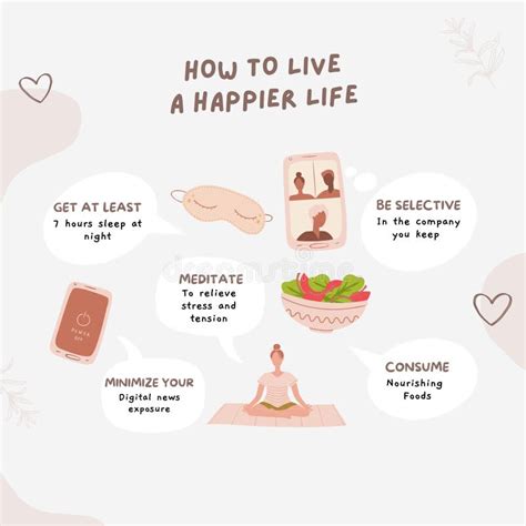 Beige Doodle Tips To Live A Happier Life Instagram Post Stock