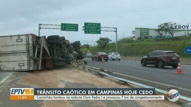 Jornal da EPTV 1ª Edição Campinas Piracicaba Caminhão tomba e