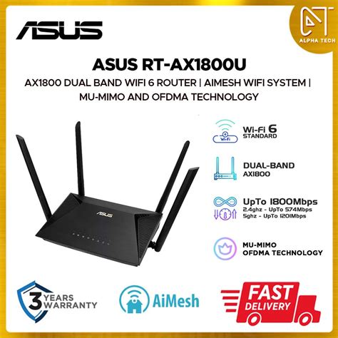 Asus RT AX1800U AX1800 Dual Band WiFi 6 Router With MU MIMO OFDMA