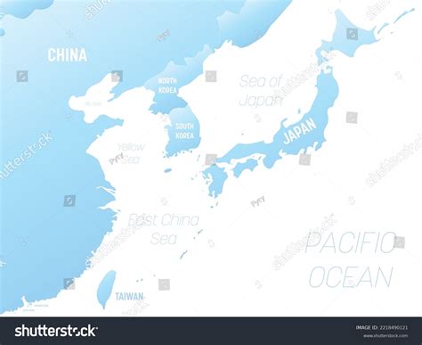 East Asia Detailed Political Map Lables Stock Vector (Royalty Free ...