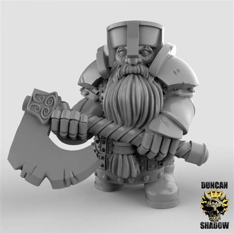 D Printable Dwarves With Axes Pre Supported By Duncan Shadow