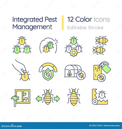 Customizable Line Icons Set For Integrated Pest Management Stock Vector