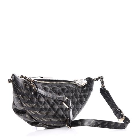 CHANEL Calfskin Quilted Waist Bag Black Gold 403045 | FASHIONPHILE