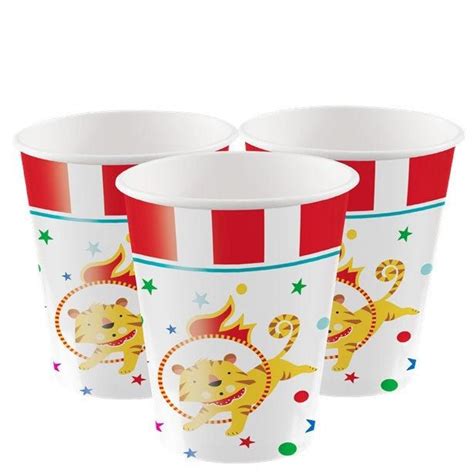 8 Circus Carnival Party Cups Circus Party Cups Carnival Cups Circus