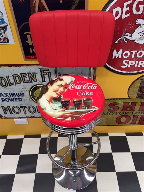 Coke Lady Stool With Backrest Stools Mancave Madness