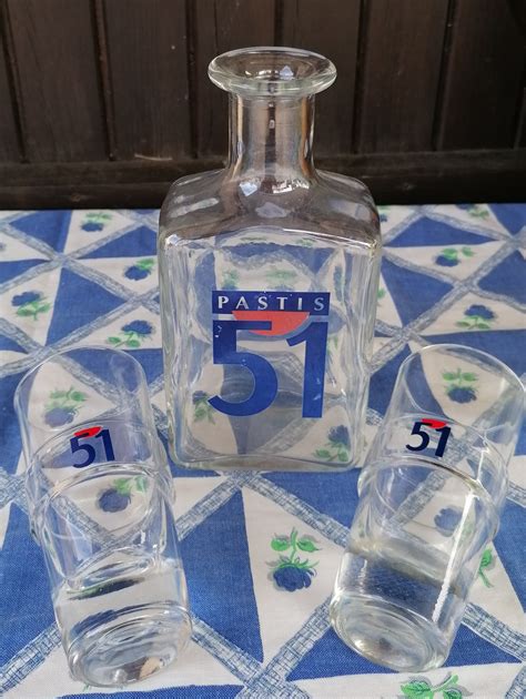 Vintage Iconic Pastis Branded Water Carafe And Two Matching Etsy