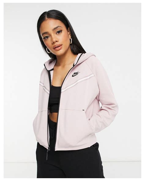 Nike Tech Fleece Zip Thru Hoodie In Pink Lyst