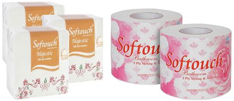 Softouch Tissue Paper Napkins 100 Pcs Each Set Of 3 Multicolour