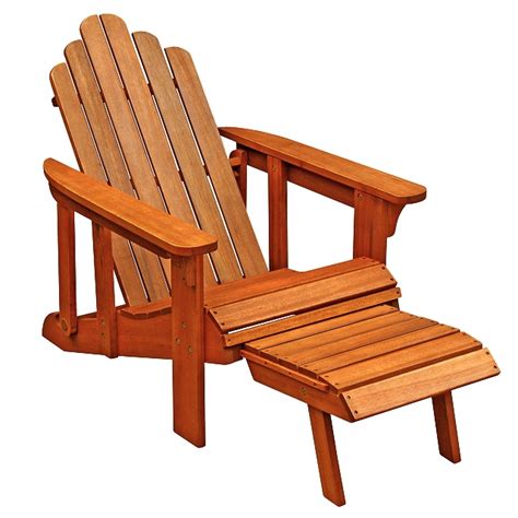 Teak Type Eucalyptus Adirondack Chair with Ottoman