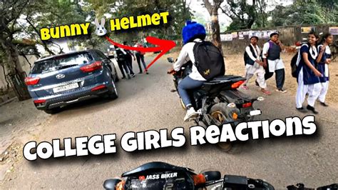 College Girls Reactions On Bunny🐰helmet Crazy Reactions 😱 Z900