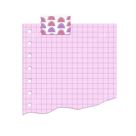 Pink Grid Ripped Paper With Rainbow Pattern Washi Tape Illustration ...