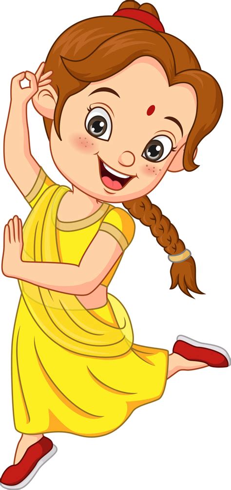 Cartoon funny girl wearing national costume of India 5112969 Vector Art ...