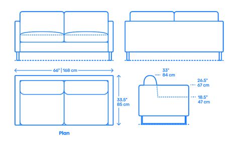 Goodland Two-Seater Sofa Dimensions & Drawings | Dimensions.Guide