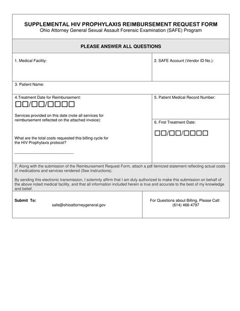 Ohio Supplemental Hiv Prophylaxis Reimbursement Request Form Ohio Attorney General Sexual