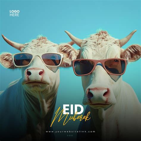 Premium Psd Eid Al Adha Mubarak Islamic Festival Two Cow Social Media