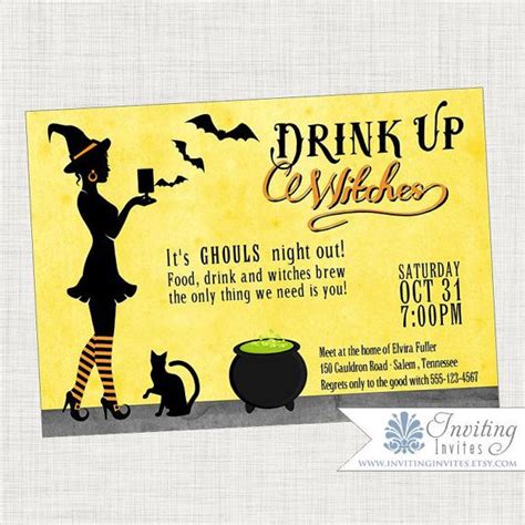 Halloween Invitation Halloween Witch Invite Girls Night Out Etsy Halloween Cocktail Party