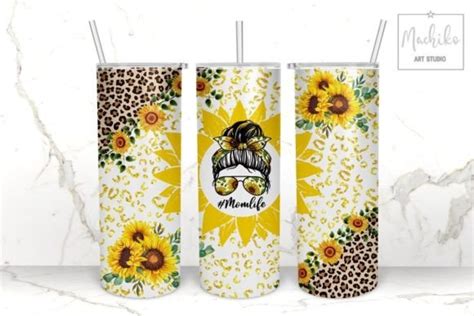 Mom Life Sunflowers Glitter 20oz Tumbler Graphic By Sweetie Citrus Co