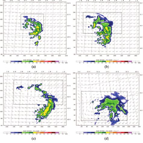 Model Derived Reflectivity DBz Shading Horizontal Flow Barbs