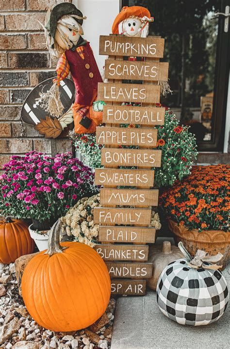 Front Porch for Fall: Painted Plaid Pumpkin & Diy Fall Plank Sign ...