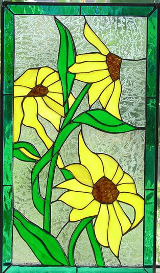 Lazy Sunflower Leaded Stained Glass Window Panel