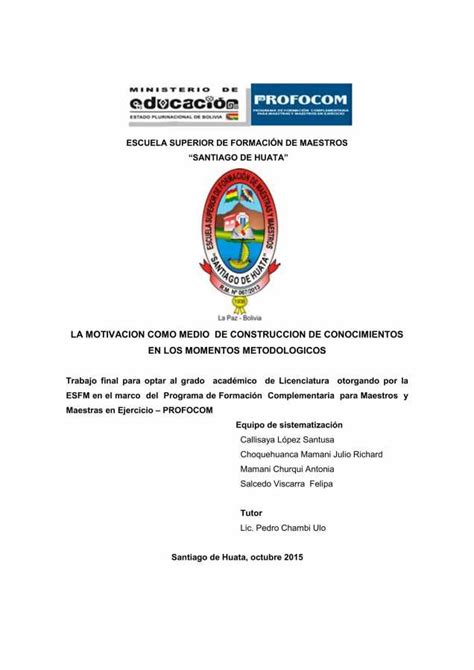 LA MOTIVACION COMO MEDIO DE CONSTRUCCION DE CONOCIMIENTOS EN LOS