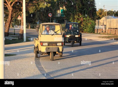 The Three Wheeled Farm Trucks Piaggio Ape At Isola Santerasmo Island