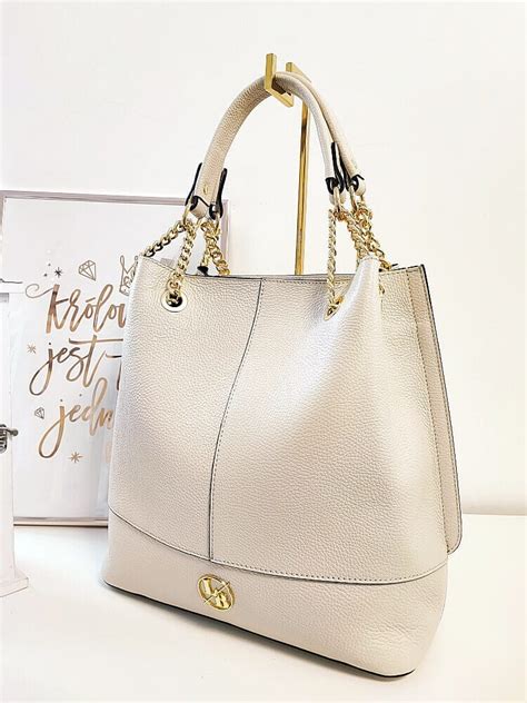 Laura Biaggi Beige Leather Shopper Bag Cocomore