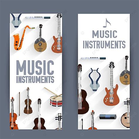 Instrumentos Musicales En Diseño De Banner Plano Creado Con Ilustración