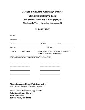 Fillable Online Printable Membership Form Rootsweb Fax Email Print