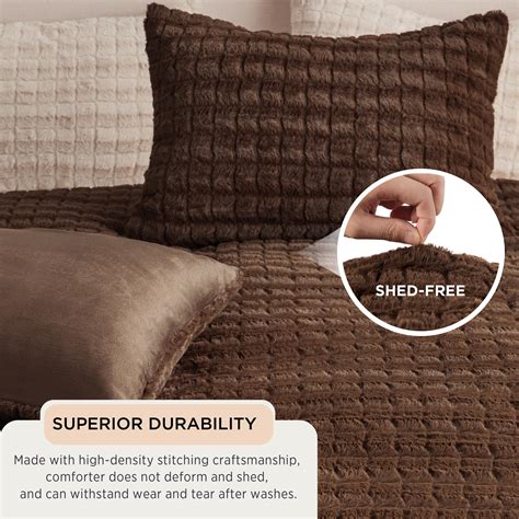 Bedsure Fluffy Comforter Set King Soft Faux Fur Comforter Chocolate