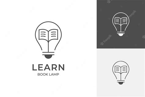 Premium Vector | Line light bulb learning logo design reading book with ...