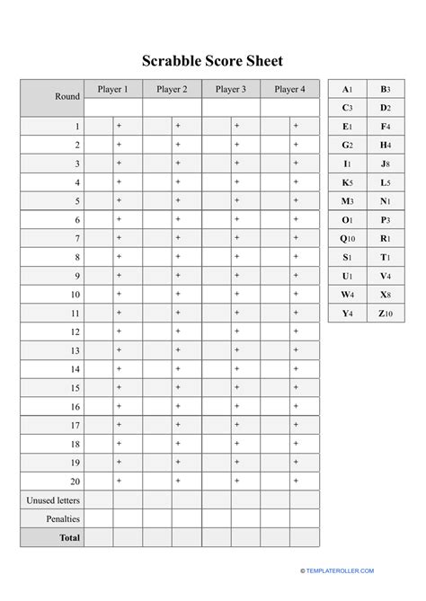 Scrabble Score Sheet Template Download Printable Pdf Templateroller