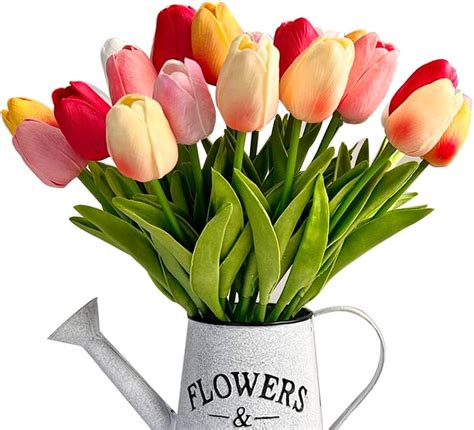 Amazon Artificial Tulips 20 Pcs Real Touch Latex Fake Flowers For