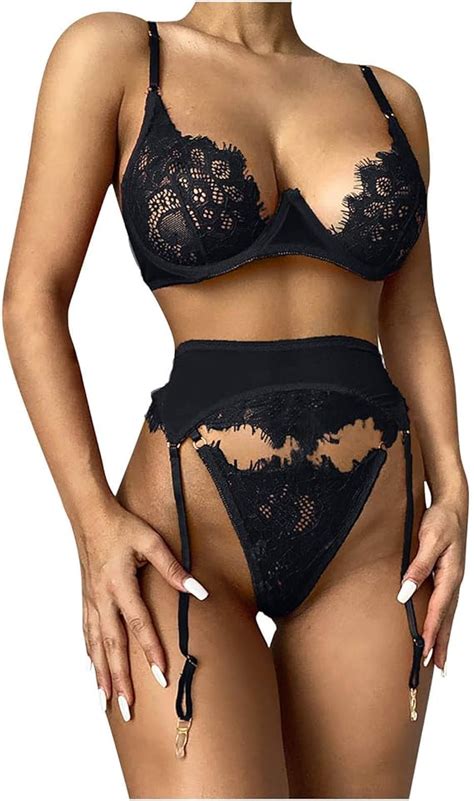 Ansenesna Lingerie Femme Sexy Ensemble Dentelle Soutien Gorge String Et