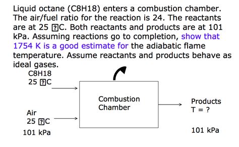 Liquid Octane C H Enters A Combustion Chamber Chegg