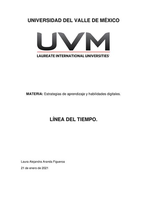 A Laaf Linea Del Tiempo Universidad Del Valle De M Xico Materia