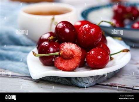 Cherry Hot Drinks Delicious Afternoon Tea Stock Photo Alamy