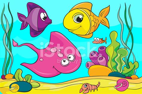 Foto De Stock Conjunto De Peixes Vector A Ilustração Em Fundo Colorido