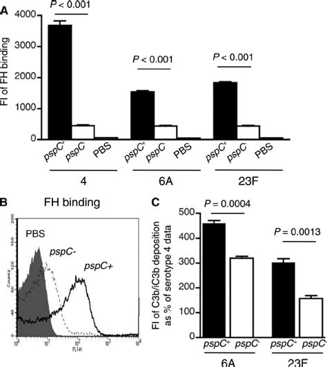 Role Of PspC For FH Binding And Differences In C3b IC3b Deposition