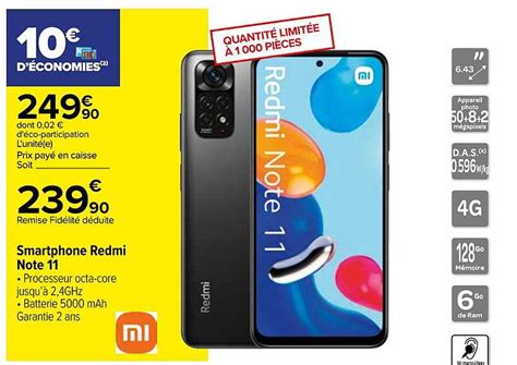 Promo Smartphone Redmi Note 11 Xiaomi Chez Carrefour ICatalogue Fr