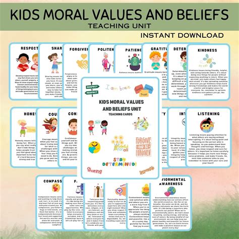 Kids Moral Values Flash Cards Acceptance And Commitment Therapy