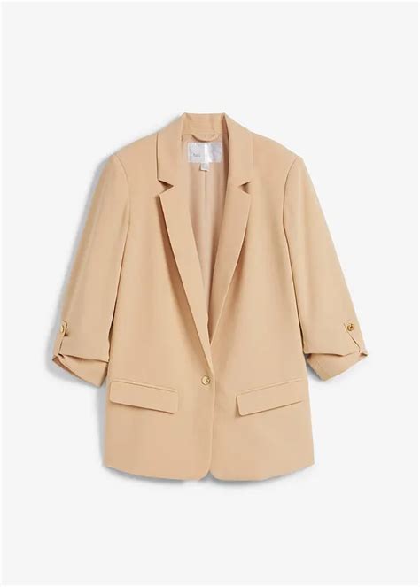 Modischer Blazer mit Umschlagfunktion am Ärmel beige bonprix