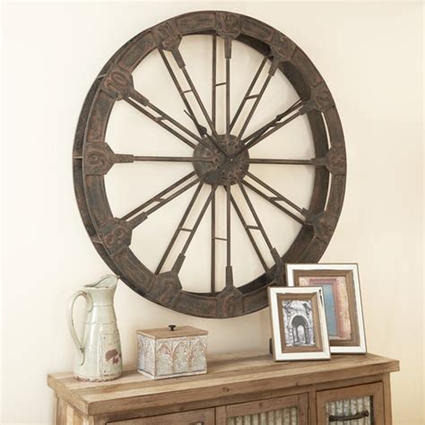 Decmode 48 X 48 In Brown Metal Rustic Wall Clock