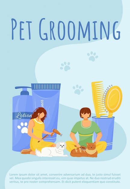 Premium Vector Pet Grooming Poster Flat Template