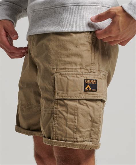 Mens Organic Cotton Heavy Cargo Shorts In Dress Beige Superdry Uk