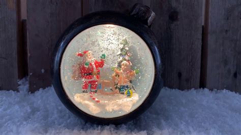 Christmas Bauble Water Spinner Lantern With Santa And Children Scene