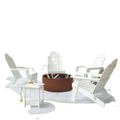 LUE BONA White Folding Outdoor Plastic Adirondack Chair With Cup Holder