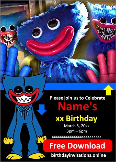 Huggy Wuggy Birthday Invitations Birthday Invitations