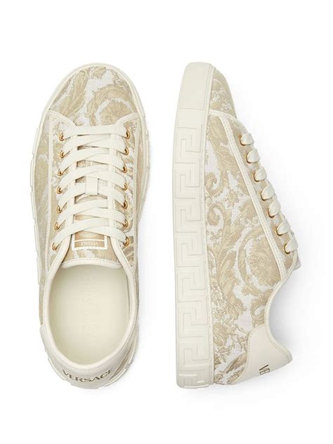 Versace Barocco Greca Jacquard Sneakers Neutrals Farfetch