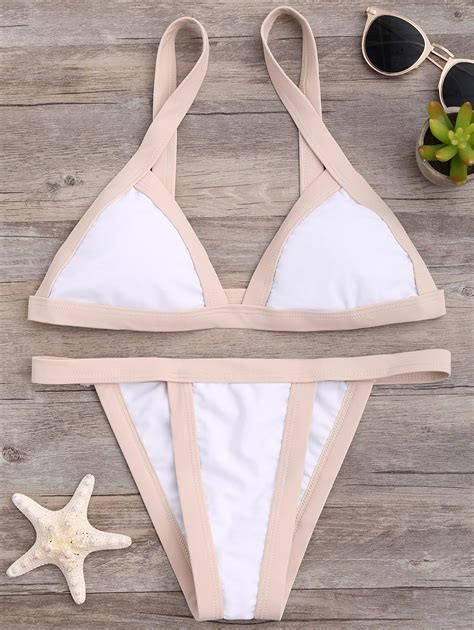 15 OFF 2021 Two Tone Padded Bikini In WHITE ZAFUL